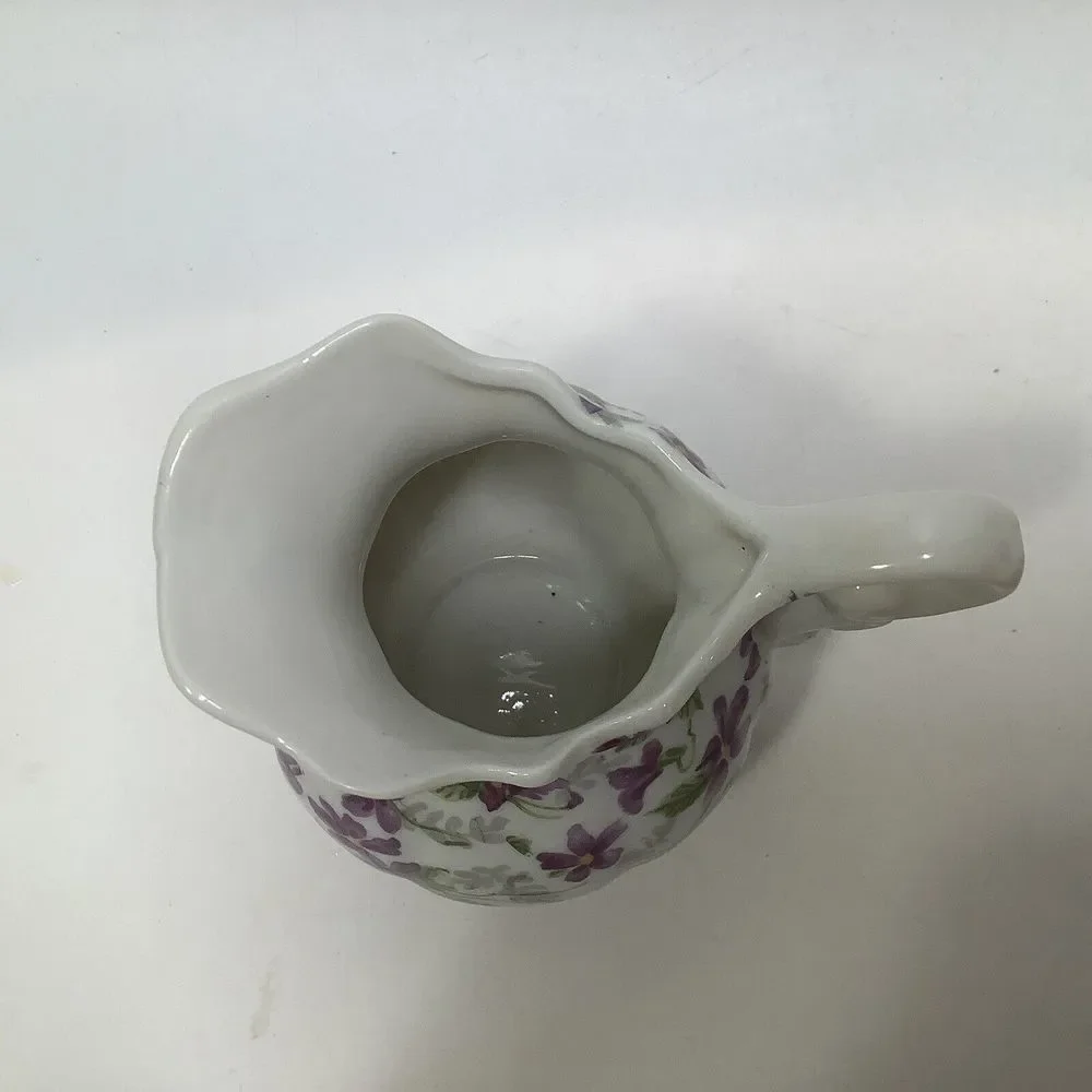 Vintage Inarco Chintz Purple Floral Violets Creamer Porcelain Japan E‎ 4982